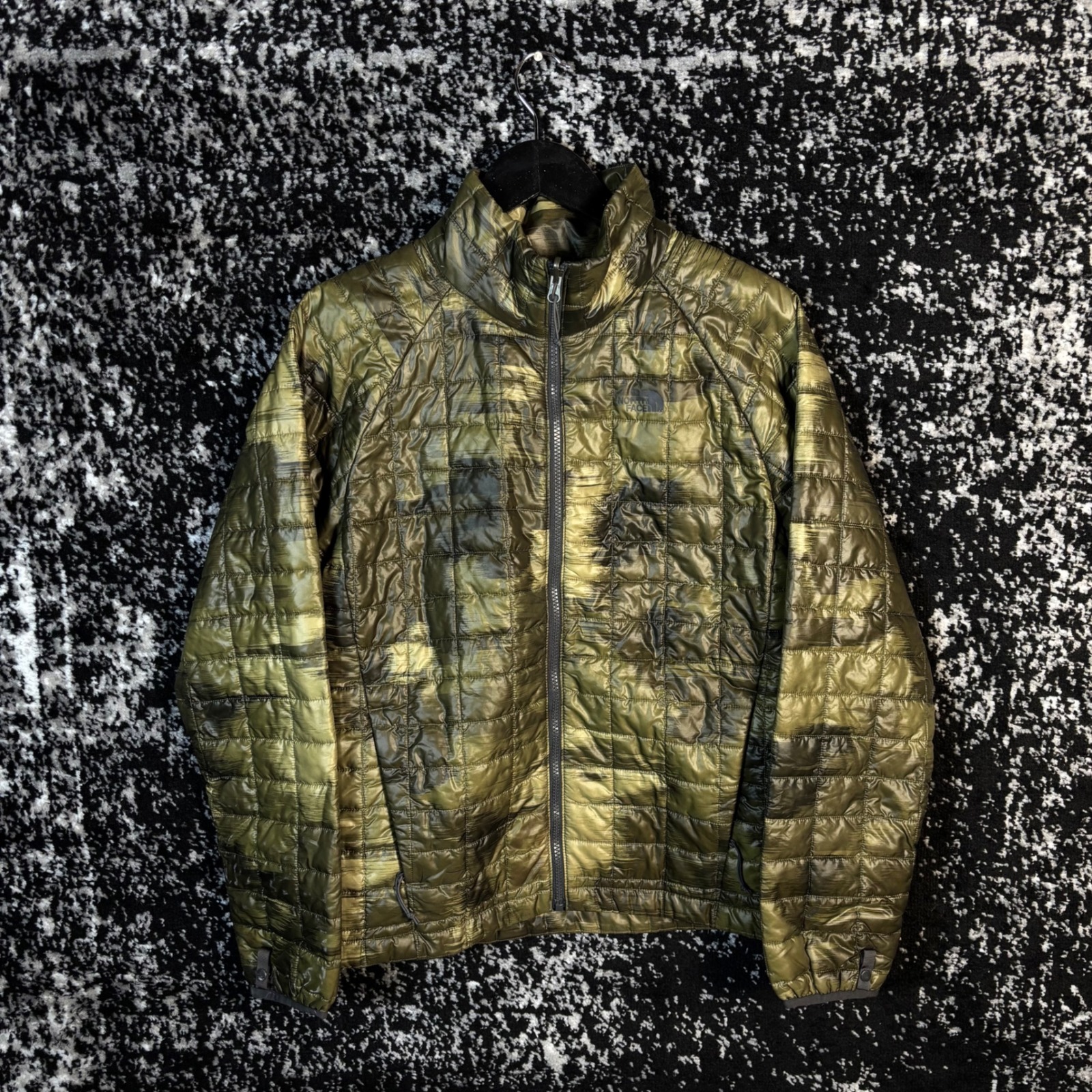 The North Face Womens Thermoball Eco Jacket Green Camo Puffer Nf0a3sr3 Large